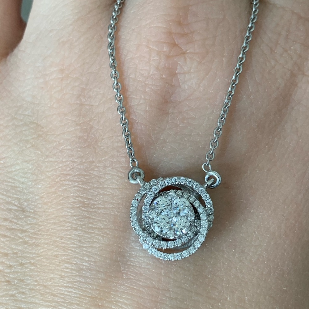 Genuine Diamond Necklace 18K White Gold